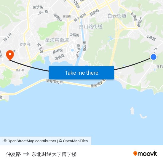 仲夏路 to 东北财经大学博学楼 map