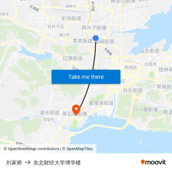 刘家桥 to 东北财经大学博学楼 map
