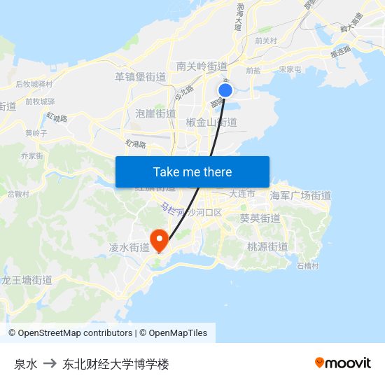 泉水 to 东北财经大学博学楼 map