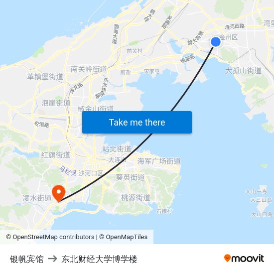 银帆宾馆 to 东北财经大学博学楼 map