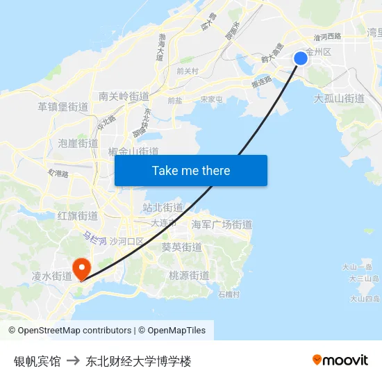 银帆宾馆 to 东北财经大学博学楼 map