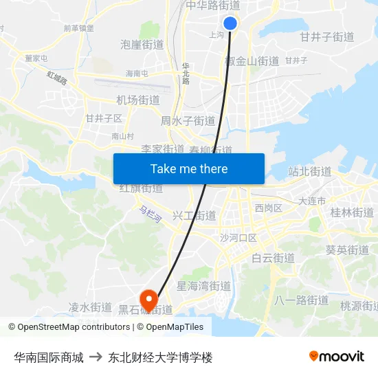 华南国际商城 to 东北财经大学博学楼 map