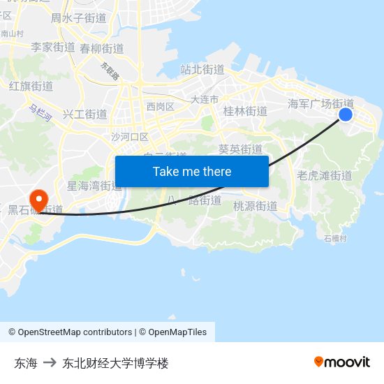 东海 to 东北财经大学博学楼 map