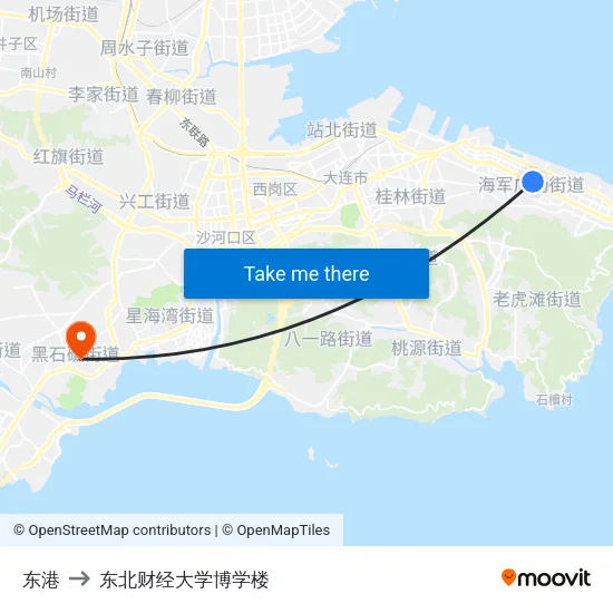 东港 to 东北财经大学博学楼 map