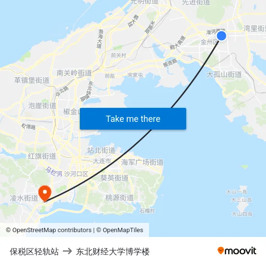 保税区轻轨站 to 东北财经大学博学楼 map