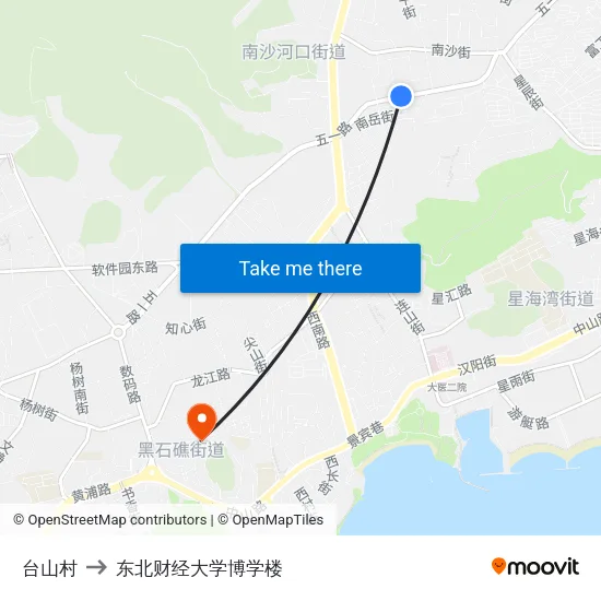 台山村 to 东北财经大学博学楼 map