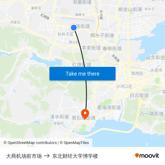 大商机场前市场 to 东北财经大学博学楼 map