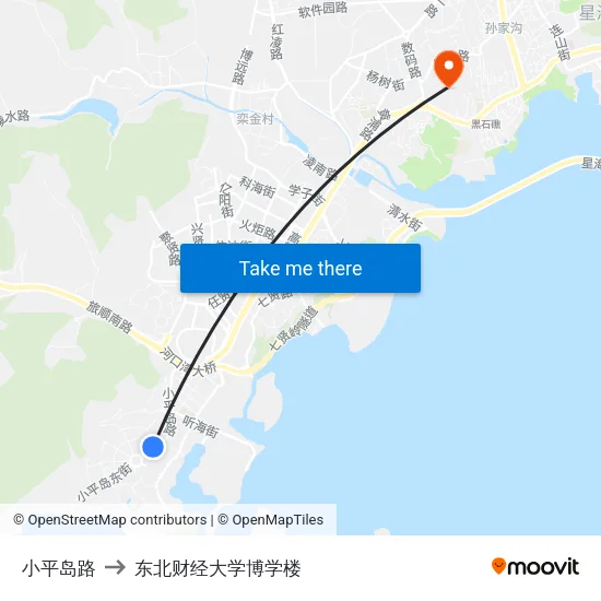 小平岛路 to 东北财经大学博学楼 map