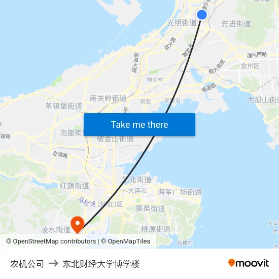 农机公司 to 东北财经大学博学楼 map