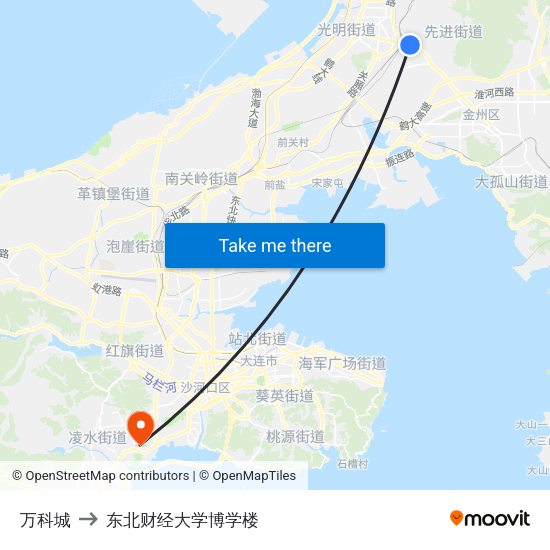 万科城 to 东北财经大学博学楼 map