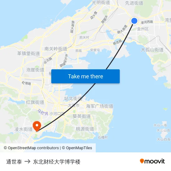 通世泰 to 东北财经大学博学楼 map