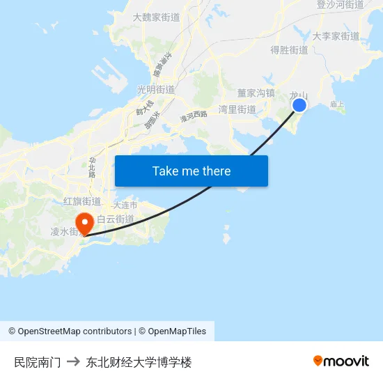 民院南门 to 东北财经大学博学楼 map