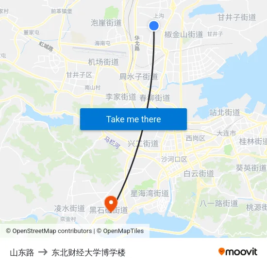 山东路 to 东北财经大学博学楼 map