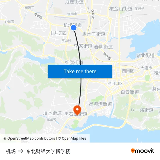 机场 to 东北财经大学博学楼 map