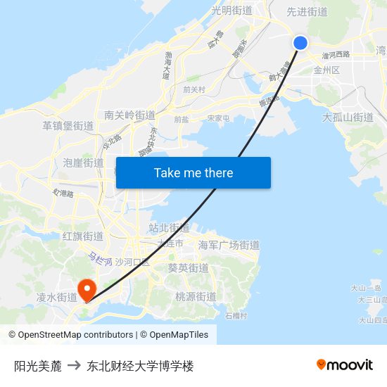阳光美麓 to 东北财经大学博学楼 map