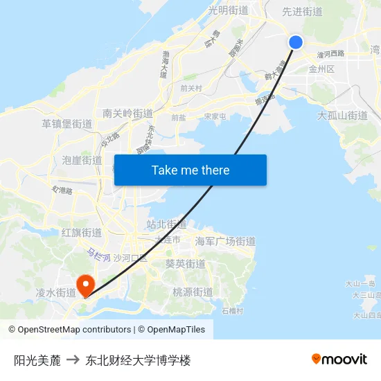 阳光美麓 to 东北财经大学博学楼 map