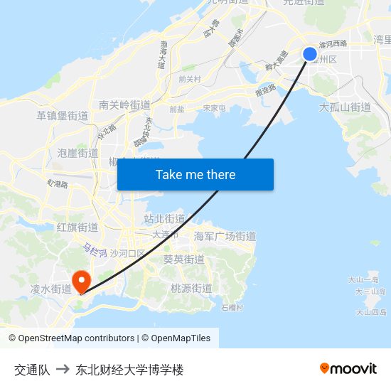 交通队 to 东北财经大学博学楼 map
