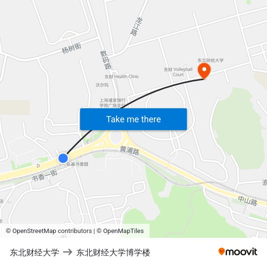 东北财经大学 to 东北财经大学博学楼 map