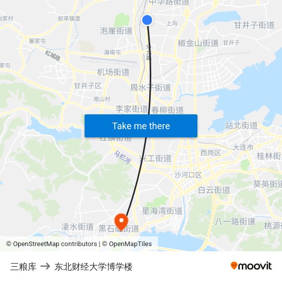 三粮库 to 东北财经大学博学楼 map