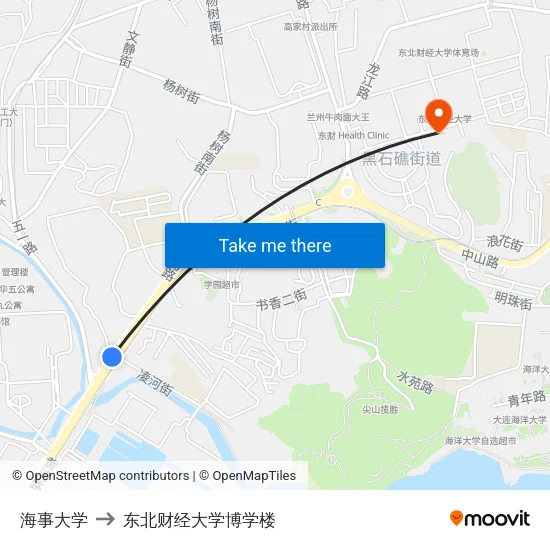 海事大学 to 东北财经大学博学楼 map