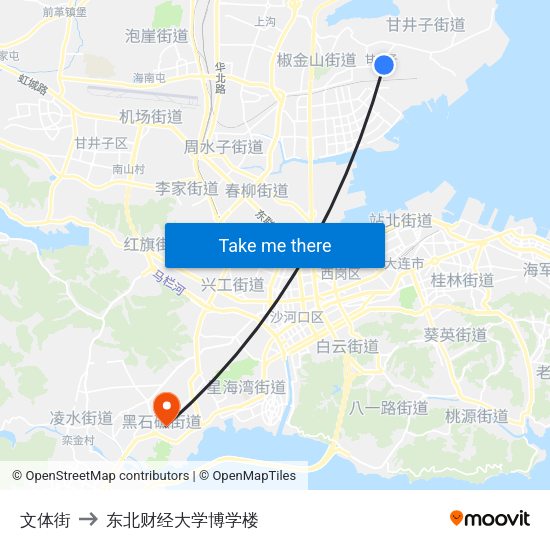 文体街 to 东北财经大学博学楼 map