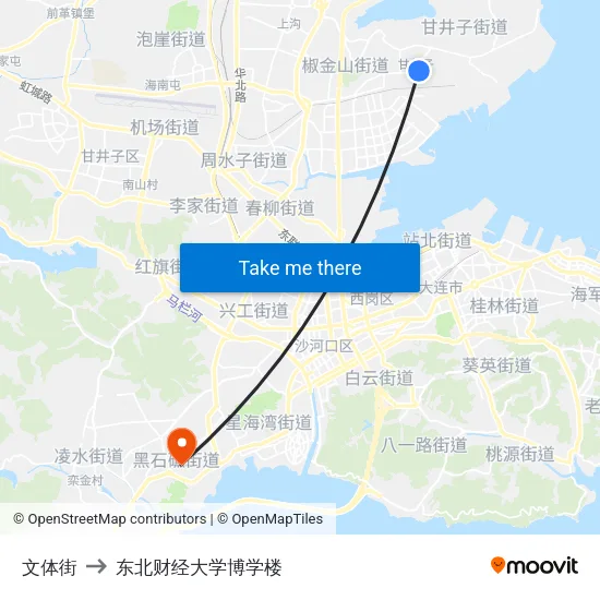 文体街 to 东北财经大学博学楼 map