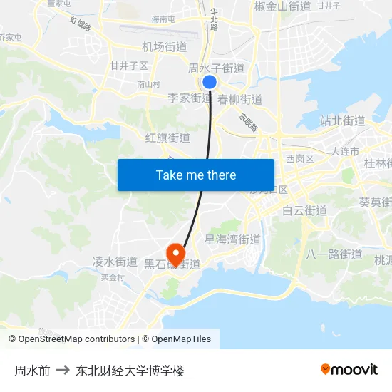 周水前 to 东北财经大学博学楼 map