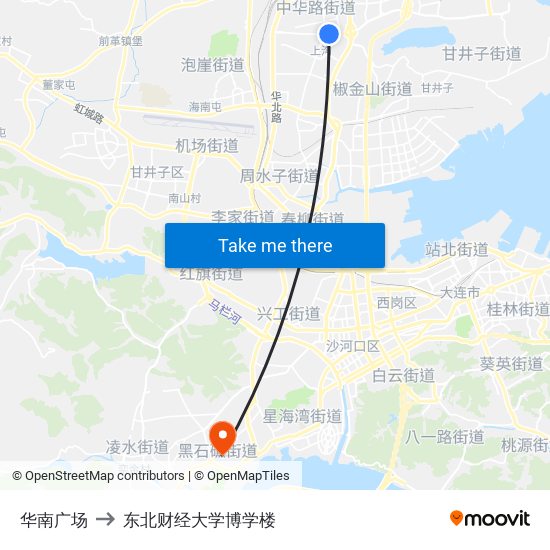 华南广场 to 东北财经大学博学楼 map