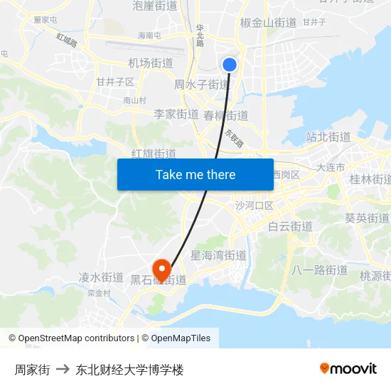 周家街 to 东北财经大学博学楼 map