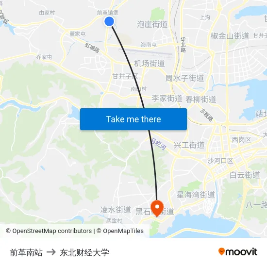 前革南站 to 东北财经大学 map