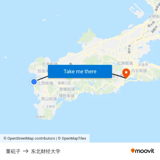 董砣子 to 东北财经大学 map