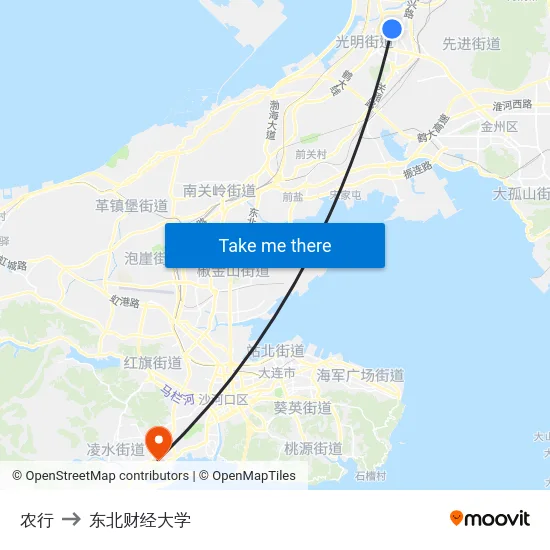 农行 to 东北财经大学 map