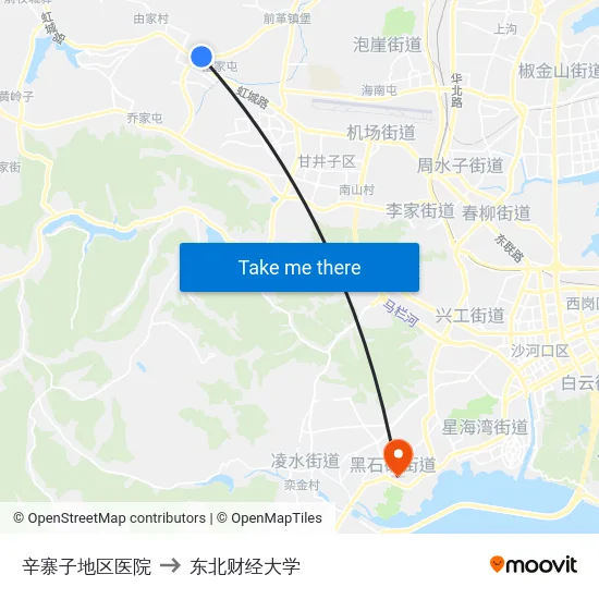 辛寨子地区医院 to 东北财经大学 map