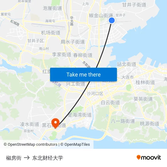 椒房街 to 东北财经大学 map