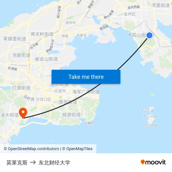 莫莱克斯 to 东北财经大学 map