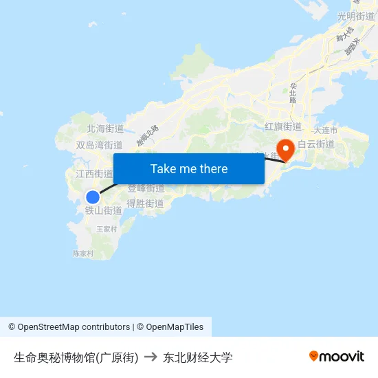 生命奥秘博物馆(广原街) to 东北财经大学 map