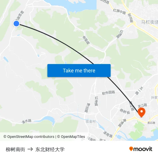 柳树南街 to 东北财经大学 map
