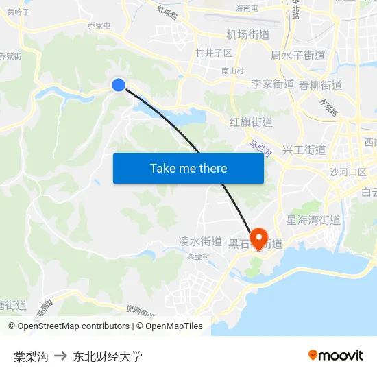 棠梨沟 to 东北财经大学 map