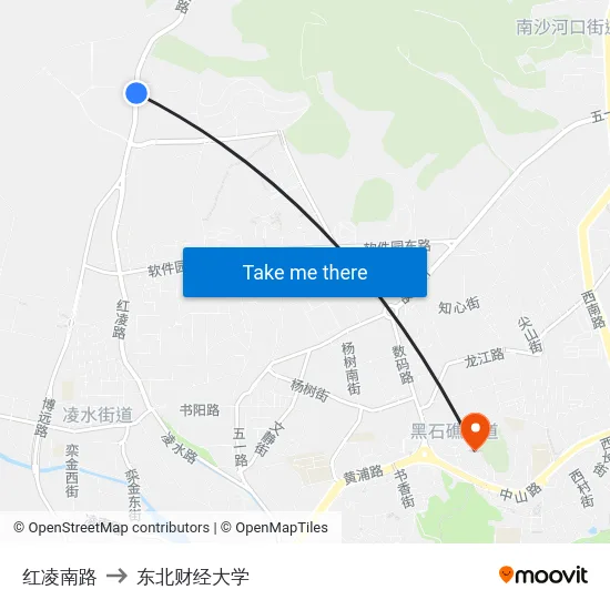 红凌南路 to 东北财经大学 map