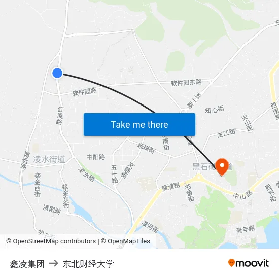 鑫凌集团 to 东北财经大学 map