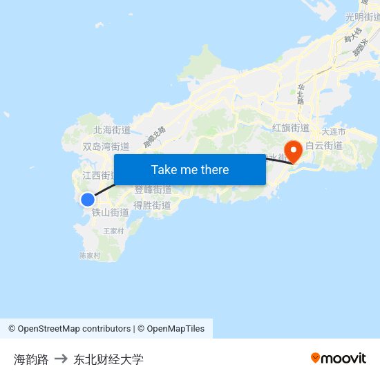 海韵路 to 东北财经大学 map