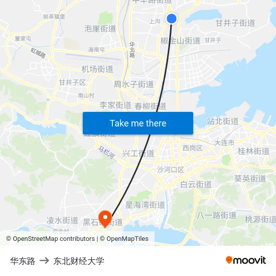 华东路 to 东北财经大学 map