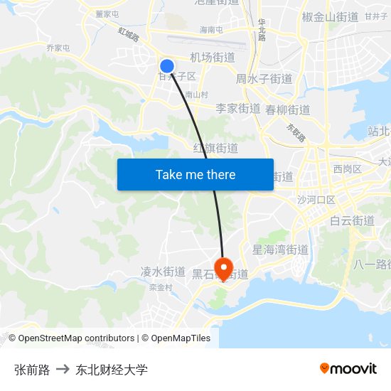 张前路 to 东北财经大学 map