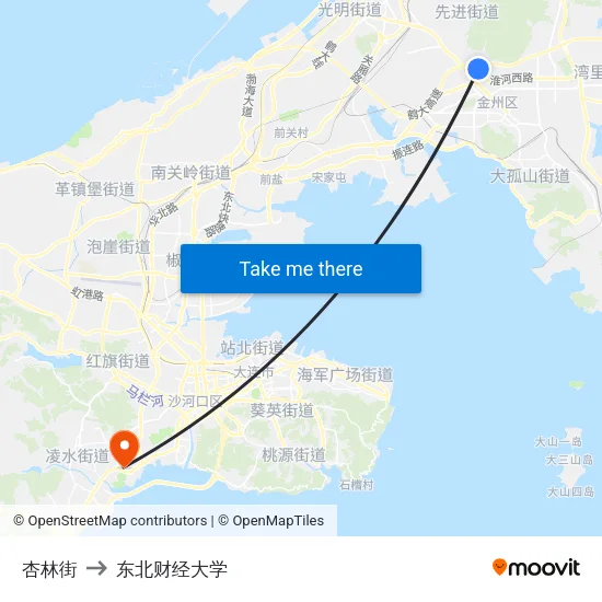 杏林街 to 东北财经大学 map