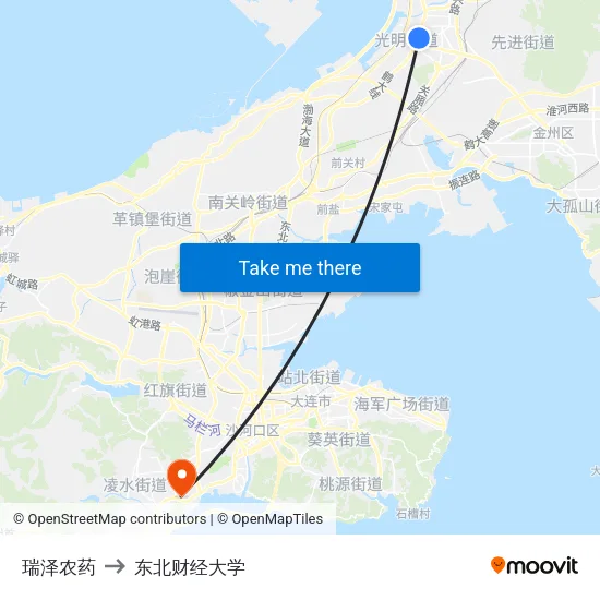 瑞泽农药 to 东北财经大学 map