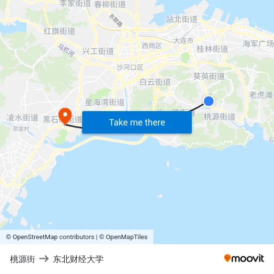 桃源街 to 东北财经大学 map