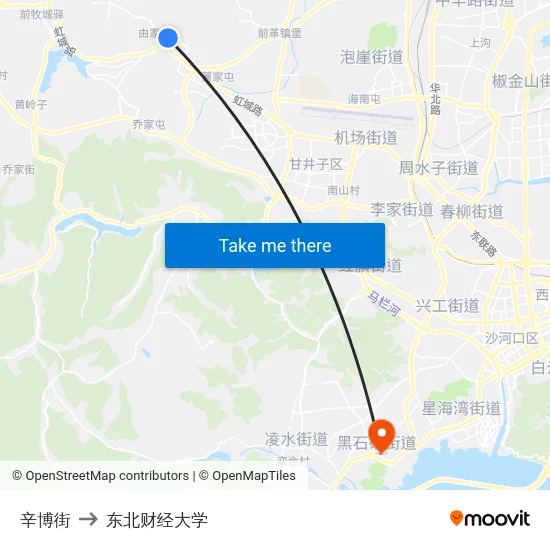 辛博街 to 东北财经大学 map