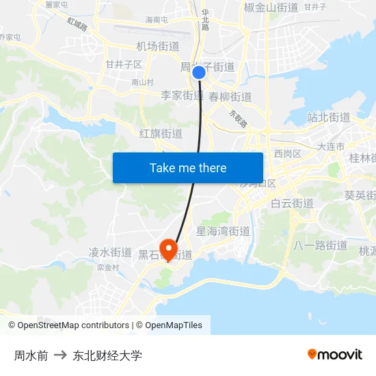 周水前 to 东北财经大学 map
