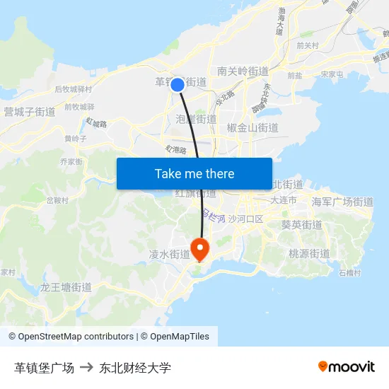 革镇堡广场 to 东北财经大学 map