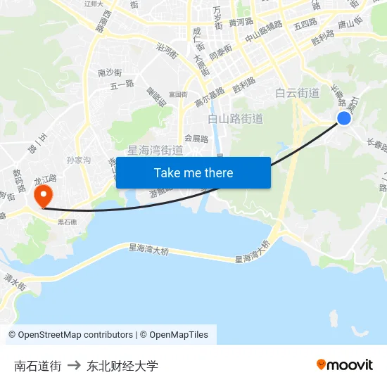 南石道街 to 东北财经大学 map